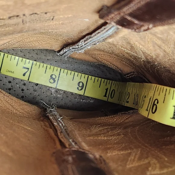 Cowboy boots leather brown heal Size 8 ARIAT - Picture 9 of 11